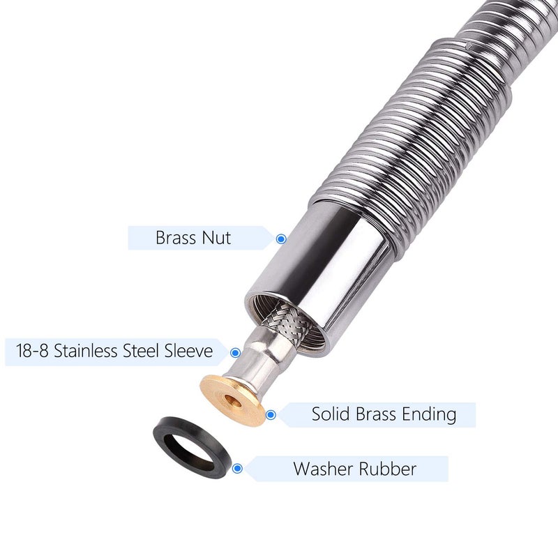 COOLWEST 38 Inch Flexible Stainless Steel Hose Replacement Kit for All Brand Commercial Pre-Rinse Kitchen Sink Faucet (96CM 38") - Image 3